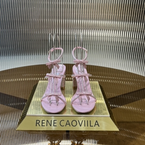 rene caovilla caterina peach sandal with multicolor crystals